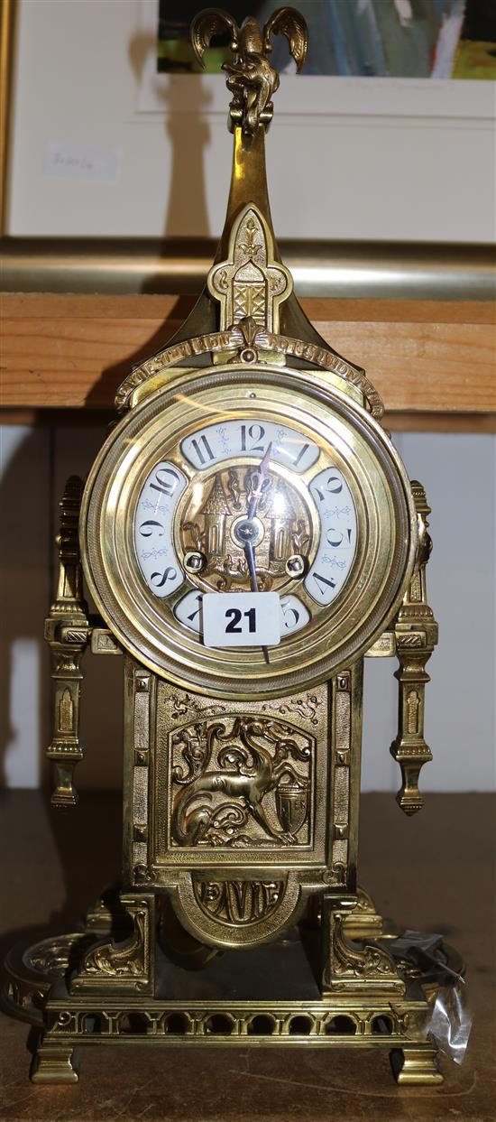 French cast brass 8 day mantel clock